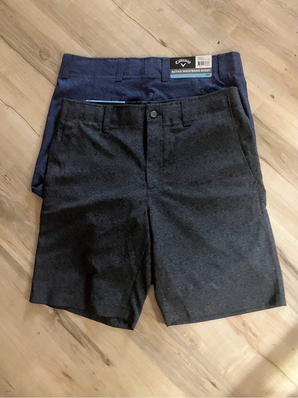 2Pair- Callaway Men's Flat Front Shorts in Navy and Charcoal 32W
